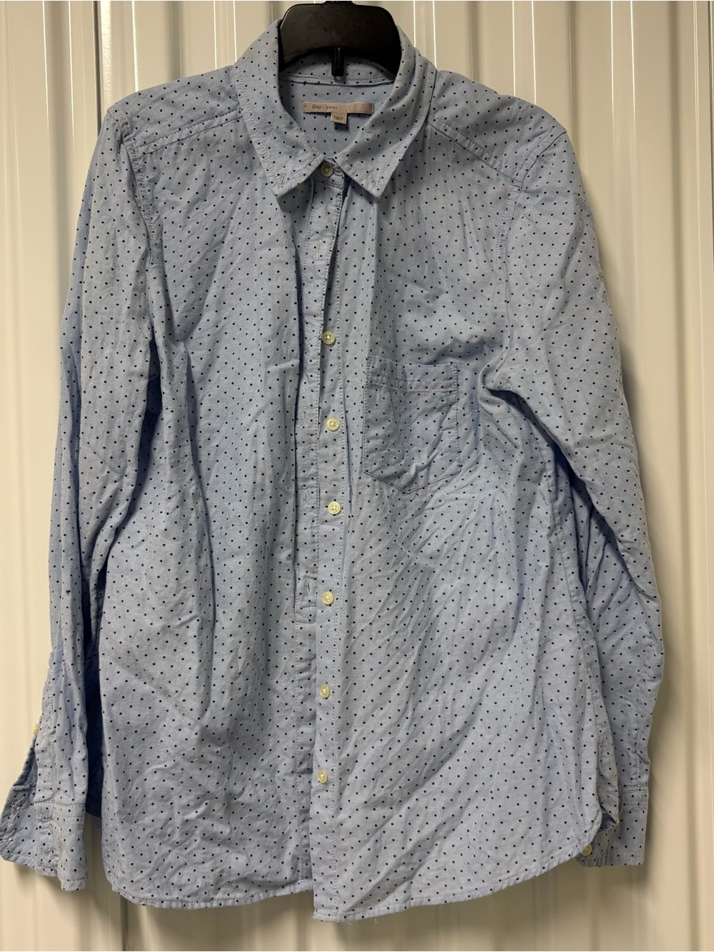GAP Light Blue Button-Down Shirt with Navy Dot Print